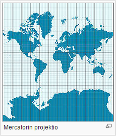 Mercatorin projektio vääristää eri maiden todellisia kokoja.